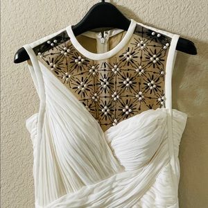J MENDEL Paris Ivory Chiffon & Lace Embellished Size 4